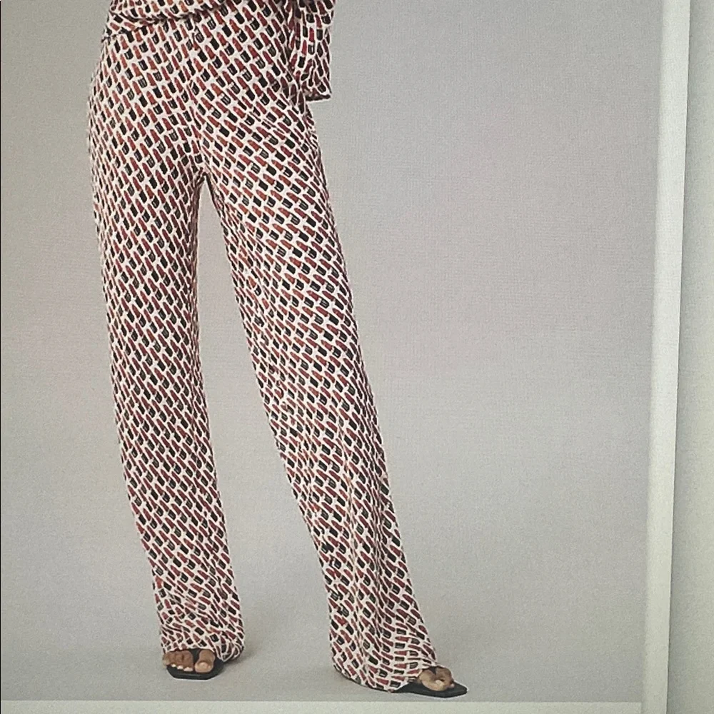 Anthropologie The Tilda Pants: Lipstick Print in  Size Small Tall - Picture 5 of 7